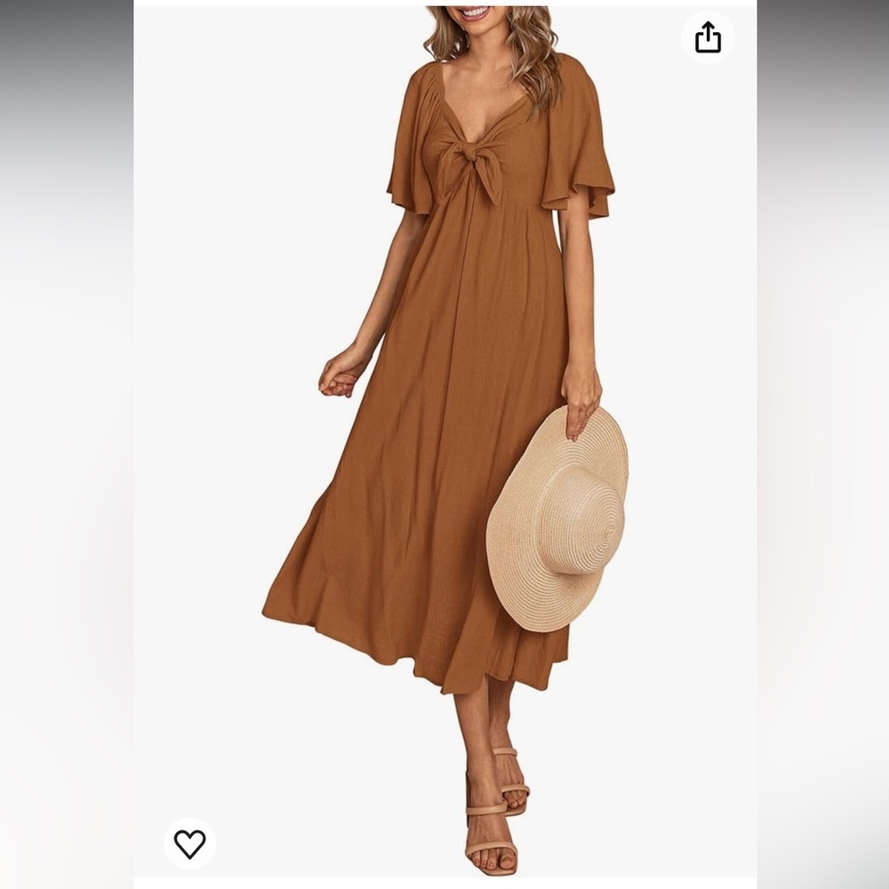 NWT PRETTYGARDEN Short Sleeve Bow-Tie Midi Dress
